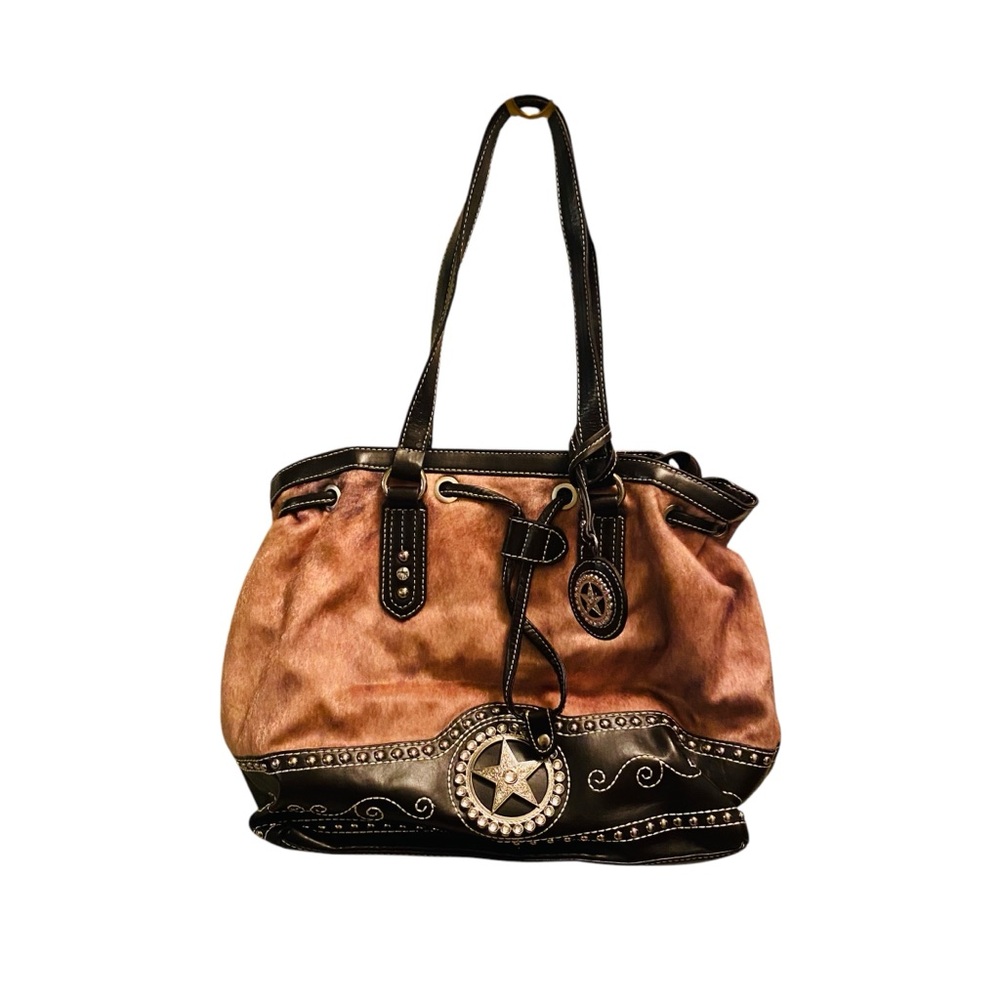 ⭐️ Blazin Roxx Western Faux Suede Handbag Silver Star Studded